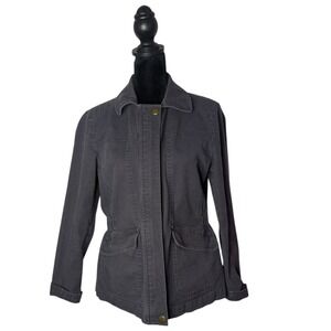 LOFT Utility Jacket Womens Size M P‎ Gray Distressed Grunge Cargo Commuter